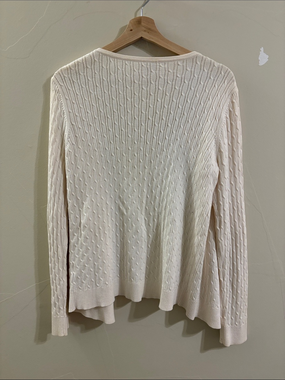 Talbots Cream Cable Knit Button-Front Cardigan - Picture 3 of 3